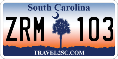 SC license plate ZRM103