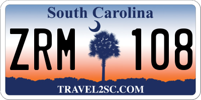 SC license plate ZRM108