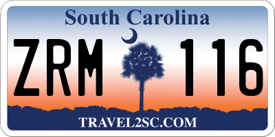 SC license plate ZRM116