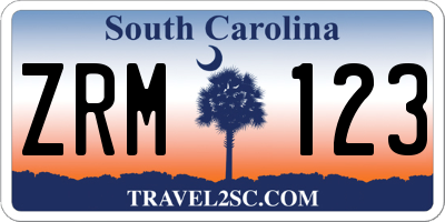 SC license plate ZRM123