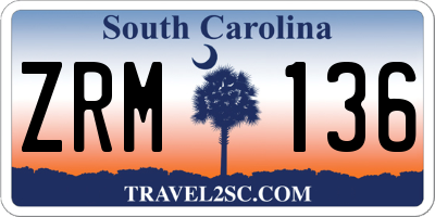 SC license plate ZRM136