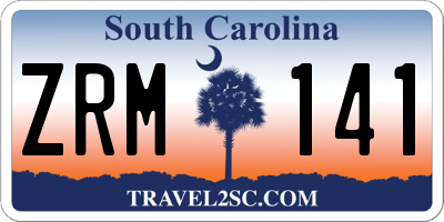 SC license plate ZRM141