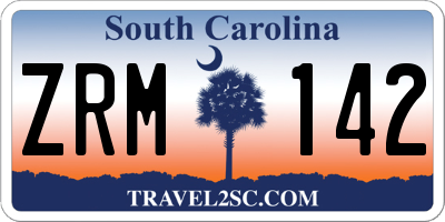 SC license plate ZRM142