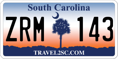 SC license plate ZRM143