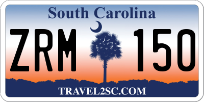 SC license plate ZRM150