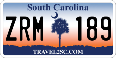 SC license plate ZRM189