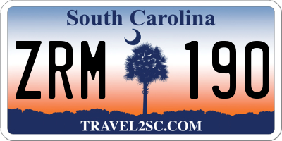 SC license plate ZRM190
