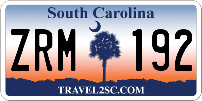 SC license plate ZRM192