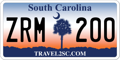 SC license plate ZRM200