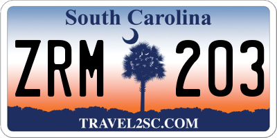 SC license plate ZRM203