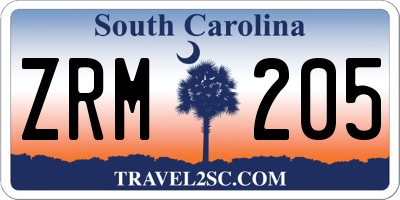 SC license plate ZRM205