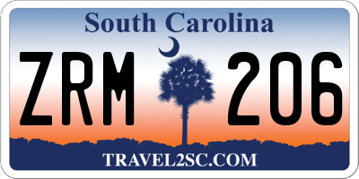 SC license plate ZRM206