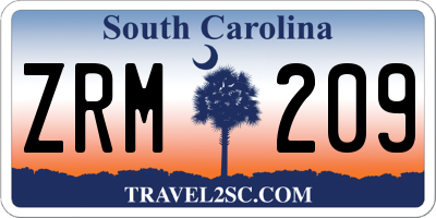 SC license plate ZRM209