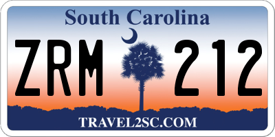 SC license plate ZRM212