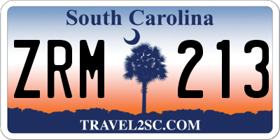 SC license plate ZRM213