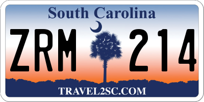 SC license plate ZRM214