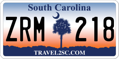 SC license plate ZRM218