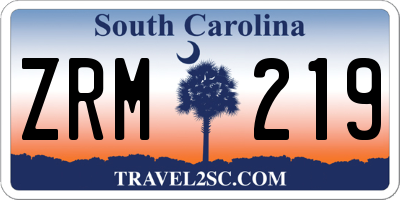 SC license plate ZRM219