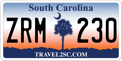 SC license plate ZRM230
