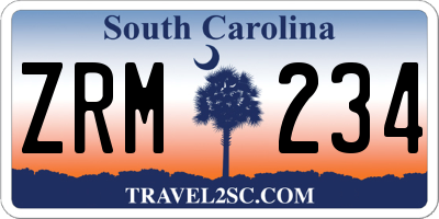 SC license plate ZRM234
