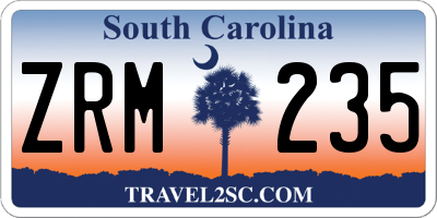 SC license plate ZRM235