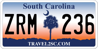 SC license plate ZRM236
