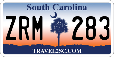 SC license plate ZRM283