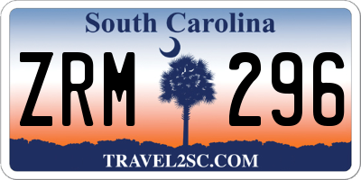 SC license plate ZRM296