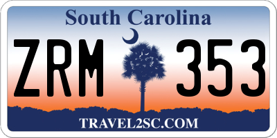 SC license plate ZRM353