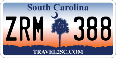 SC license plate ZRM388
