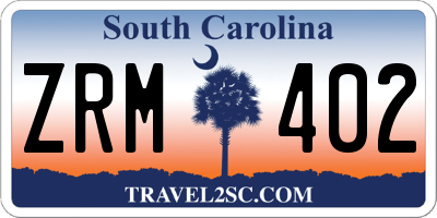 SC license plate ZRM402