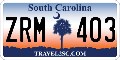 SC license plate ZRM403