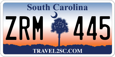 SC license plate ZRM445
