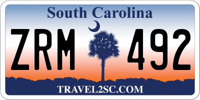 SC license plate ZRM492