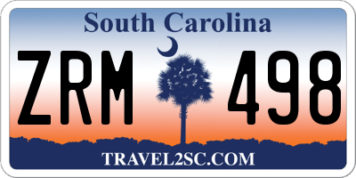 SC license plate ZRM498