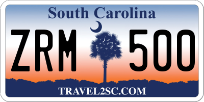 SC license plate ZRM500