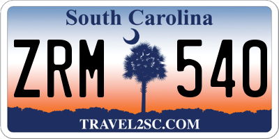 SC license plate ZRM540