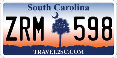 SC license plate ZRM598