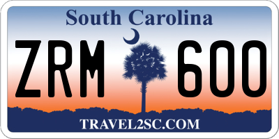SC license plate ZRM600