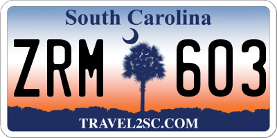 SC license plate ZRM603