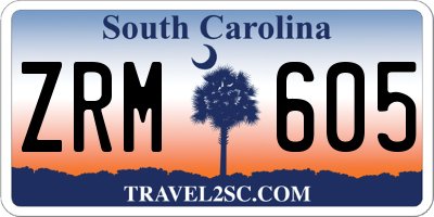 SC license plate ZRM605
