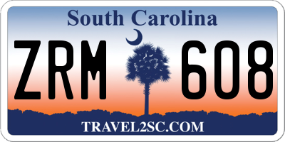 SC license plate ZRM608