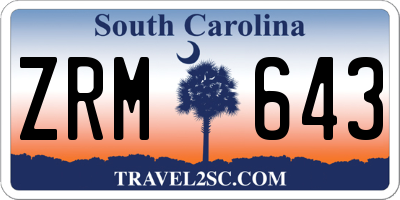 SC license plate ZRM643