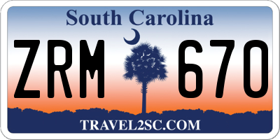 SC license plate ZRM670