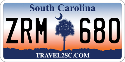 SC license plate ZRM680