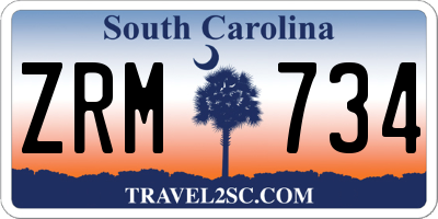 SC license plate ZRM734
