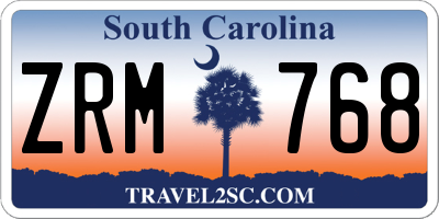 SC license plate ZRM768