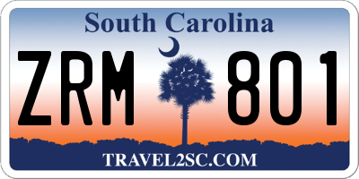SC license plate ZRM801