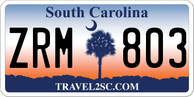 SC license plate ZRM803