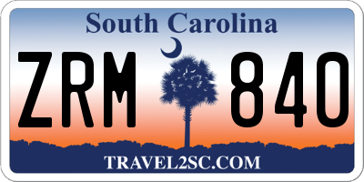 SC license plate ZRM840